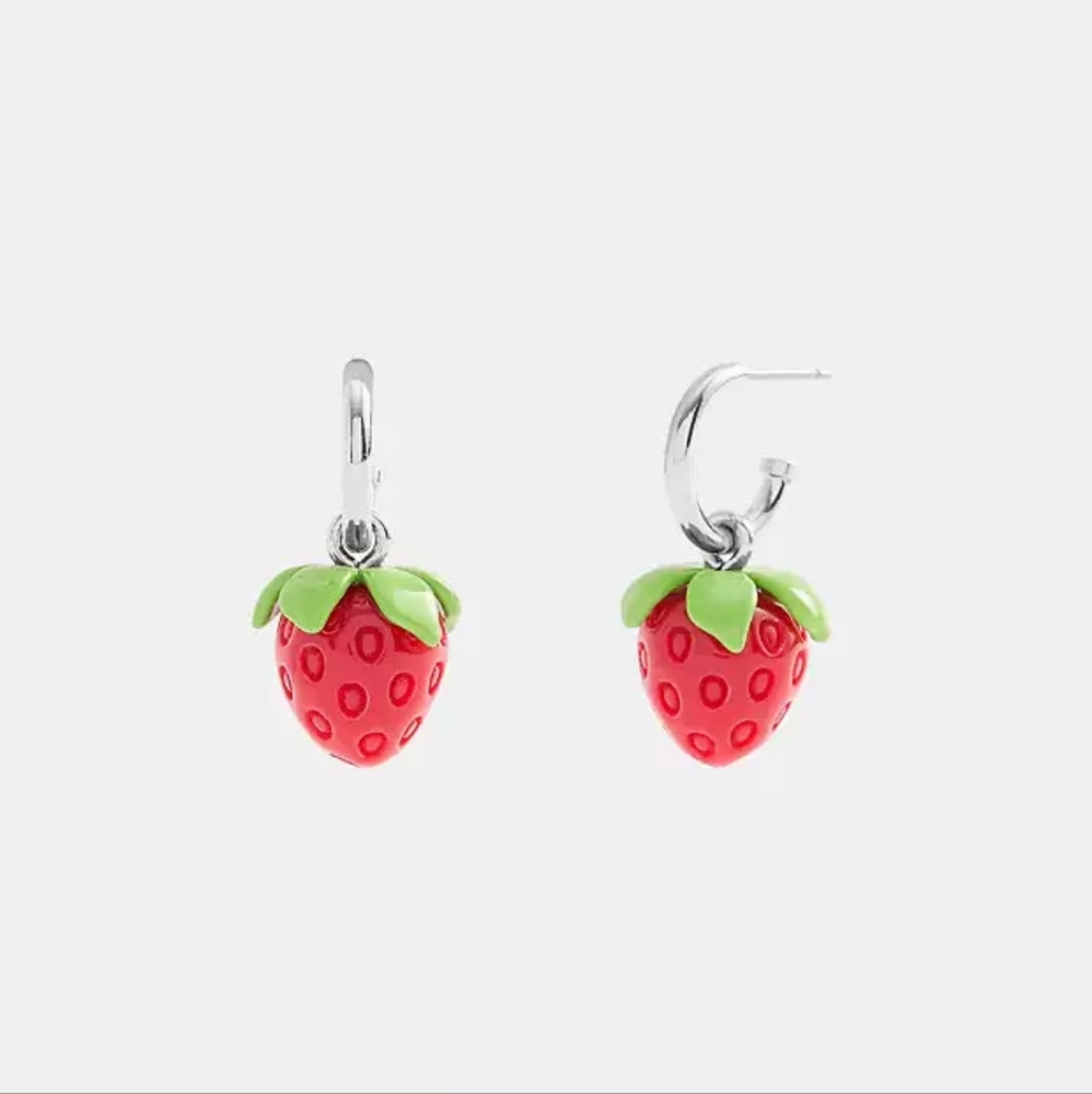Coach Strawberry Huggie Earrings - Picture 2 of 5